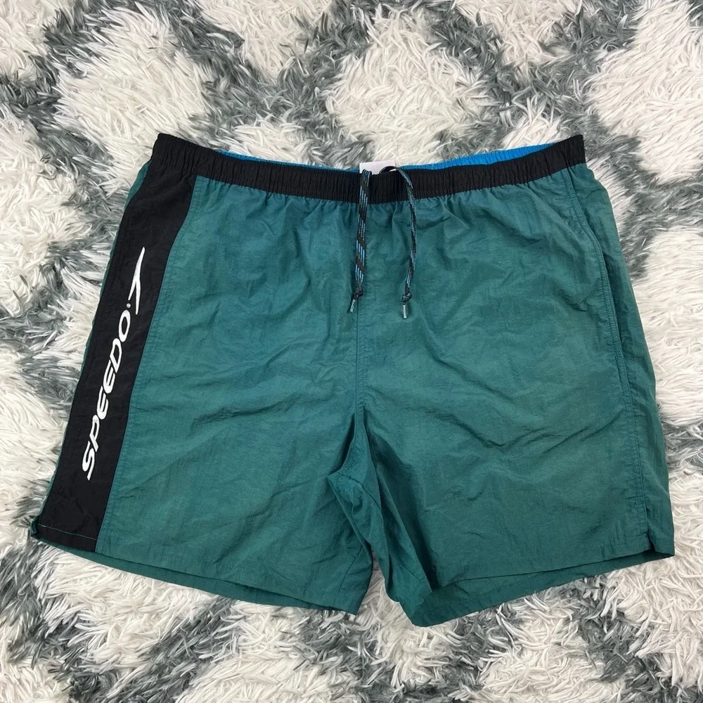 Vintage Speedo Men's Green Swim Trunks With Liner Size Large